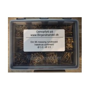 Din 96 3.0 / 3.5 messing rundhoved trskrue 12 rums sortiment