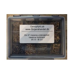 Din 97 3.0 / 3.5 messing undersnket trskrue 12 rums sortiment