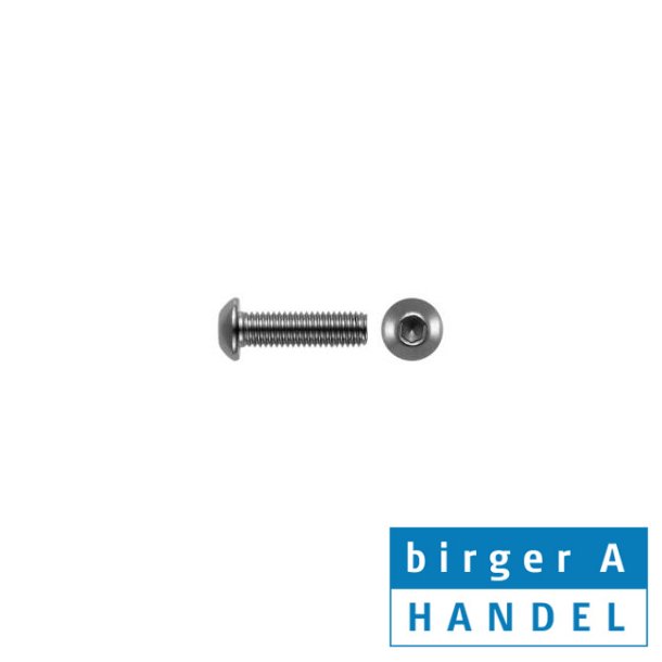 Iso 7380-1 M 8x16 rustfri syrefast A4 Buttonhead insex skrue