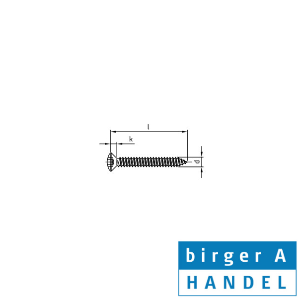 Iso 14587 (din7983) rustfri syrefast A4 pladeskrue LH Tx8 2.9x6.5  