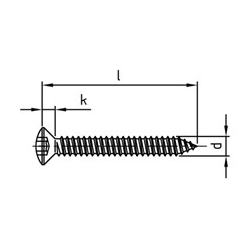 Iso 14587 (din7983) rustfri syrefast A4 pladeskrue LH Tx6  2.2x25  