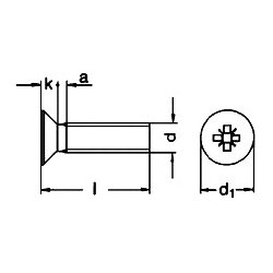 Din 965 syrefast A4 skrue UH PZD M 6x12 pakke a 200 stk