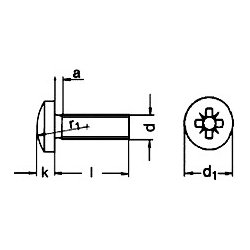 Din 7985 M 2.5x14 rustfri syrefast A4 PH PZD maskinskrue pakke a 1000 stk