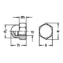 Din 1587MF M10x1.25 rustfri syrefast A4 fingevind topmtrik