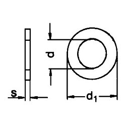 Din 125A M5 - 5.3x10x1 rustfri syrefast A4 planskive