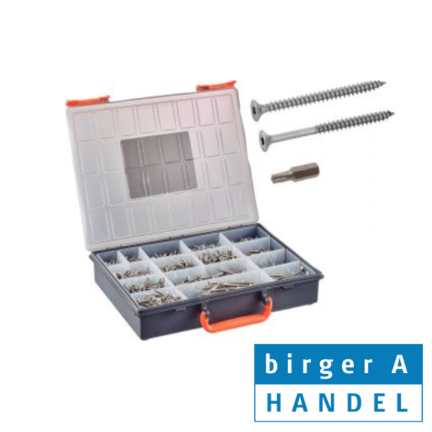 Art 9047 sp�npladeskrue sortiment rustfri syrefast A4 �3.0-5.0 unders�nket Torx