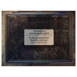 Blindnitte sortiment rustfri syrefast A4 18 rums � 3.0-3.2-4.0-4.8-5.0