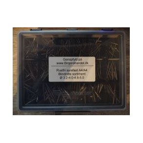 Blindnitte sortiment rustfri syrefast A4 18 rums  3.0-3.2-4.0-4.8-5.0