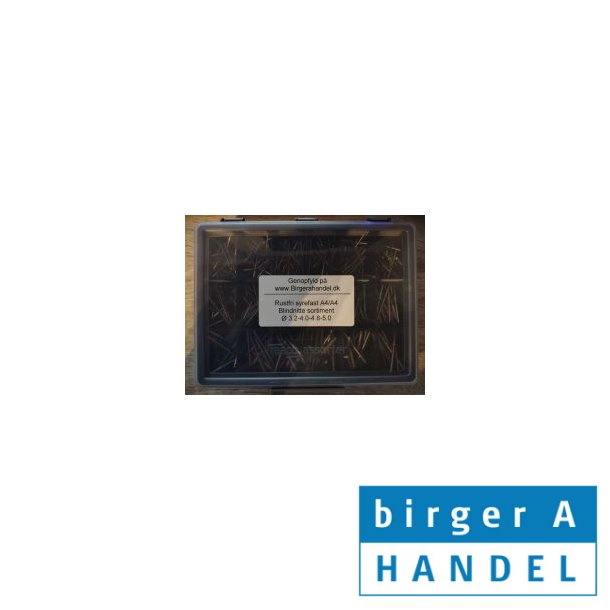 Blindnitte sortiment rustfri syrefast A4 18 rums � 3.0-3.2-4.0-4.8-5.0