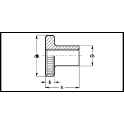Din 466  M 2 knurled rustfri 1.4305 fingermtrik med nav