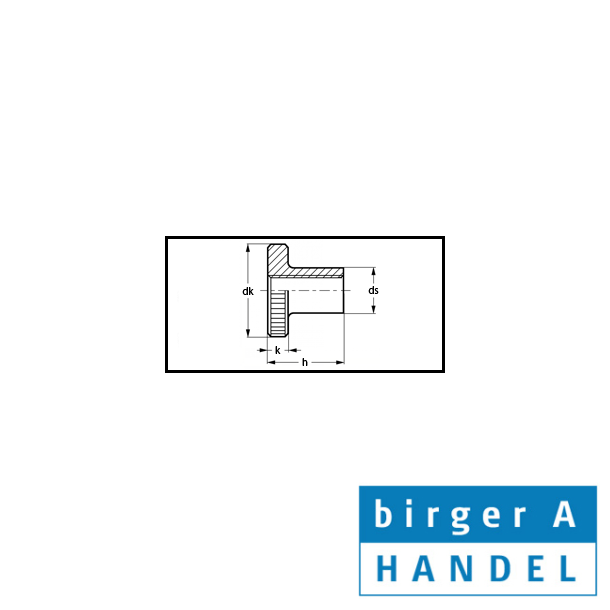 Din 466  M 2 knurled rustfri 1.4305 fingermtrik med nav