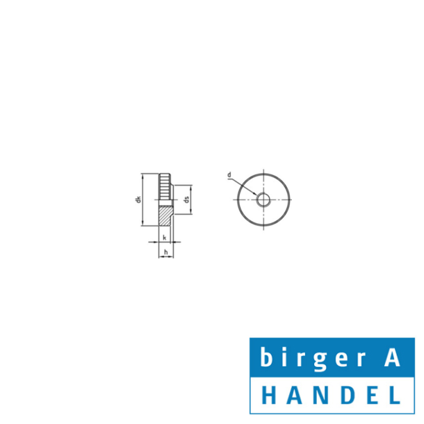 Din 467  M 3 knurled messing fingermtrik