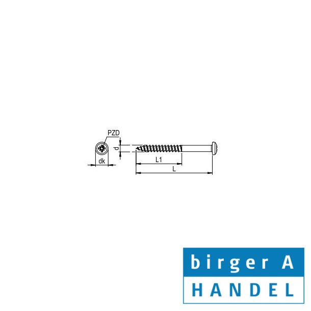 DIN 7996 messing  5.0x50 trskrue rundhoved pozidrive 