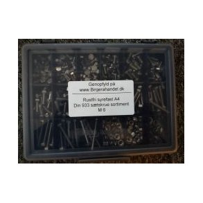 Din 933 M 6 rustfri syrefast A4 stskrue sortiment 18 rums