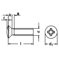 Din 966 M 3x16rustfri syrefast A4 LH pozidriv maskinskrue