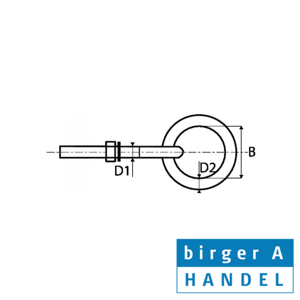 jebolt med ring rustfri syrefast A4 M 6x80