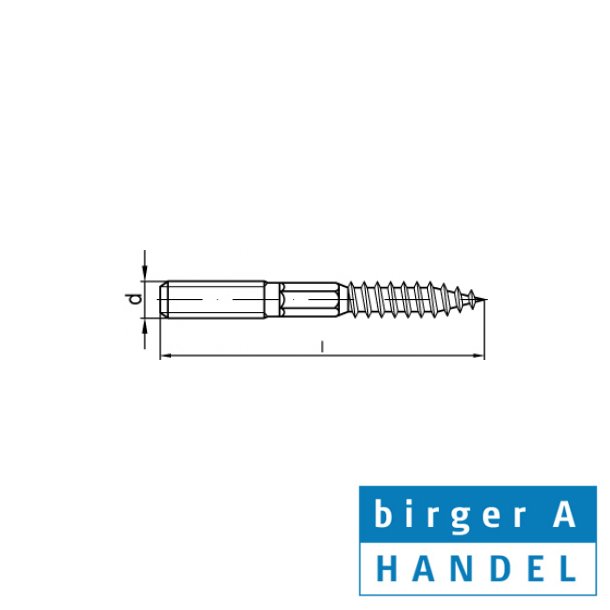 Rustfri A2 bordskrue / hangerbolt  M 10x140 