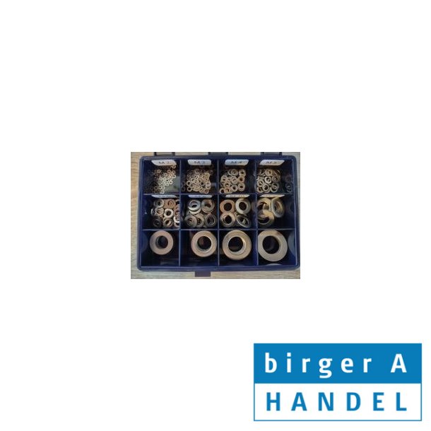 Planskive sortiment Din 125A nylon PA M 2-20mm 12 rums