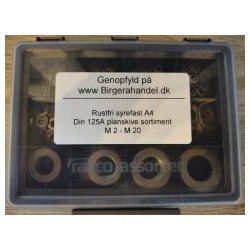 Planskive sortiment Din 125A nylon PA M 2-20mm 12 rums