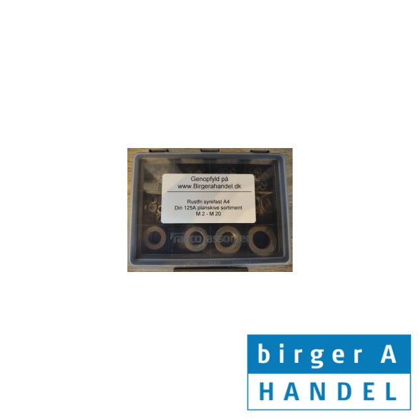 Planskive sortiment Din 125A nylon PA M 2-20mm 12 rums