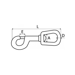 Karabinhage med svirvel 80mm rustfri syrefast A4