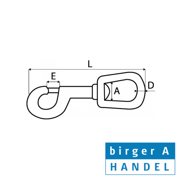 Karabinhage med svirvel 80mm rustfri syrefast A4