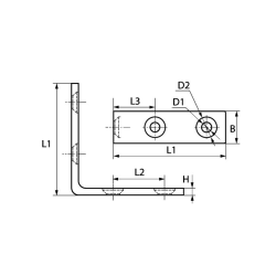 Vinkel rustfri A2 46x46x3mm