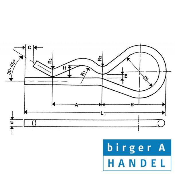 Fjedersplit / hrnlssplit  3.5 rustfri syrefast A4 type B